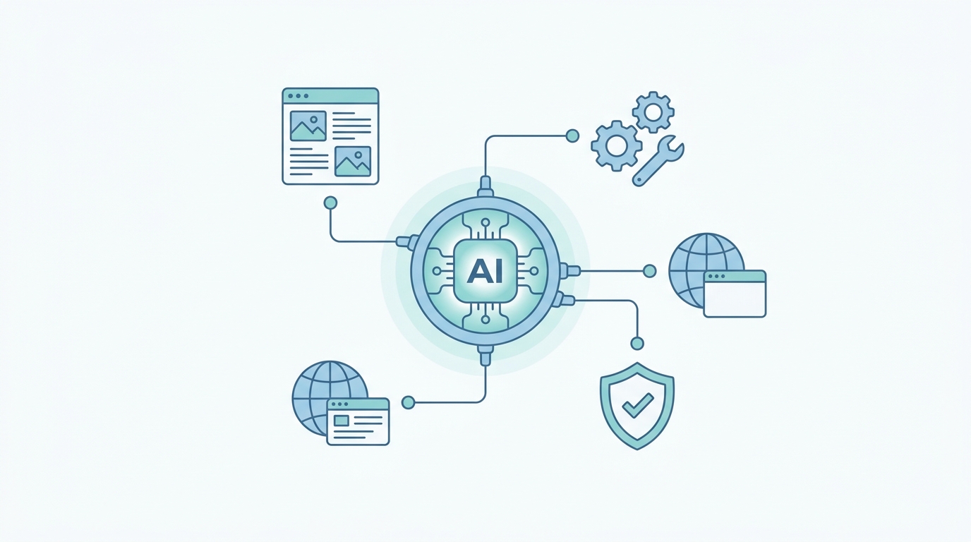 WordPress 7.0 AI-integratie: een centrale AI-component verbonden met contentblokken en instellingen
